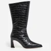 Boots | High-Shaft Boots^Flattered Ava Leather Croco Black