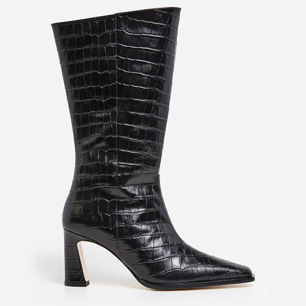 ava_leather_black_croco_0.webp Boots | High-Shaft Boots^Flattered Ava Leather Croco Black