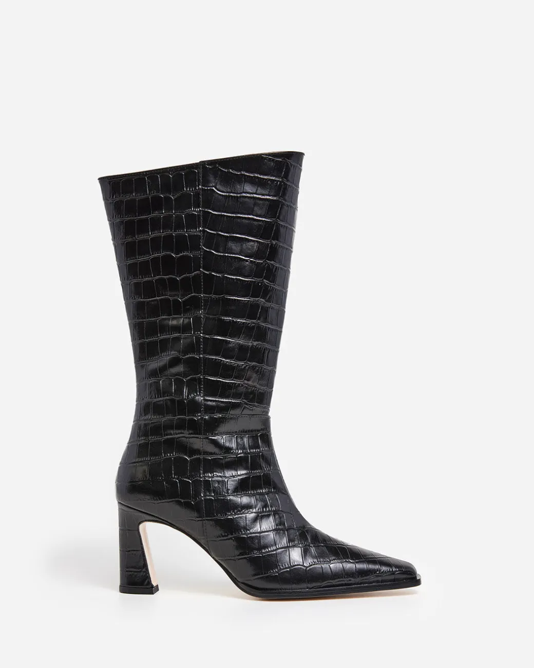 ava_leather_black_croco_1.webp Boots | High-Shaft Boots^Flattered Ava Leather Croco Black