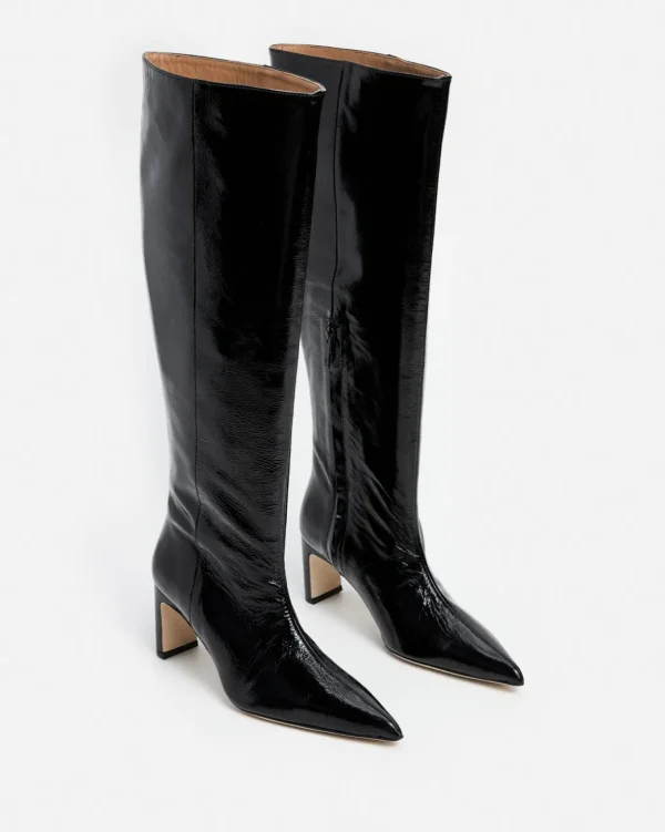 High-Shaft Boots | Boots^Flattered Carmen Leather Patent Black