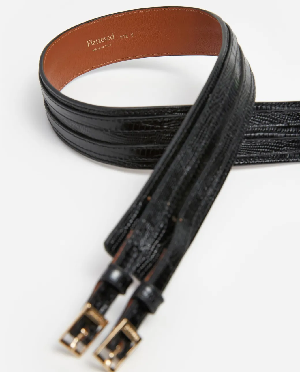 emily_belt_lizzard_leathe_3.webp Belts^Flattered Emily Belt Lizzard Leather Black