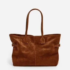 Tote Bags^Flattered Lesley Tote Bag Suede Bourbon