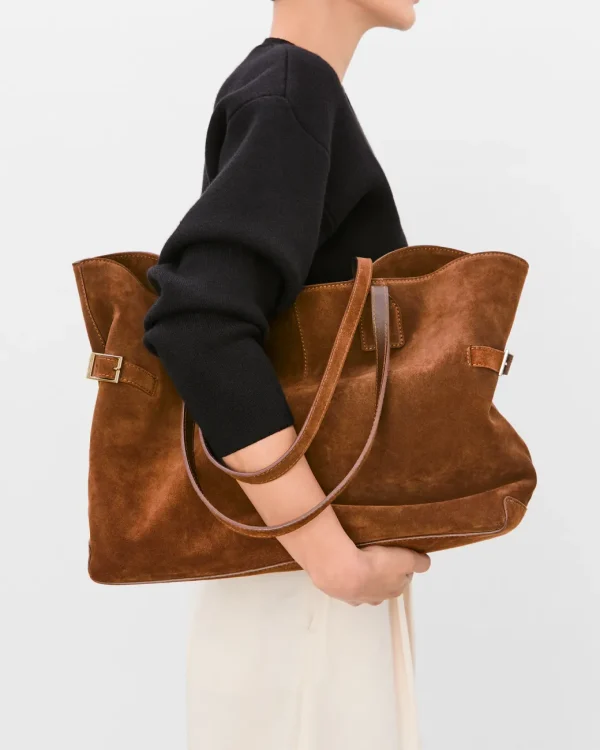 Tote Bags^Flattered Lesley Tote Bag Suede Bourbon