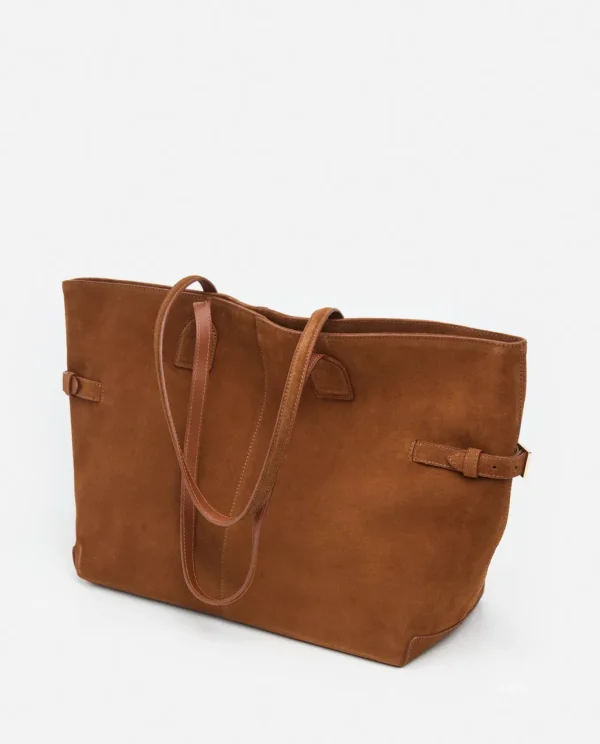 Tote Bags^Flattered Lesley Tote Bag Suede Bourbon