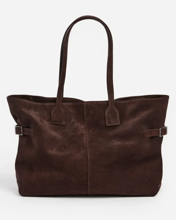 Tote Bags^Flattered Lesley Tote Bag Suede Chocolate