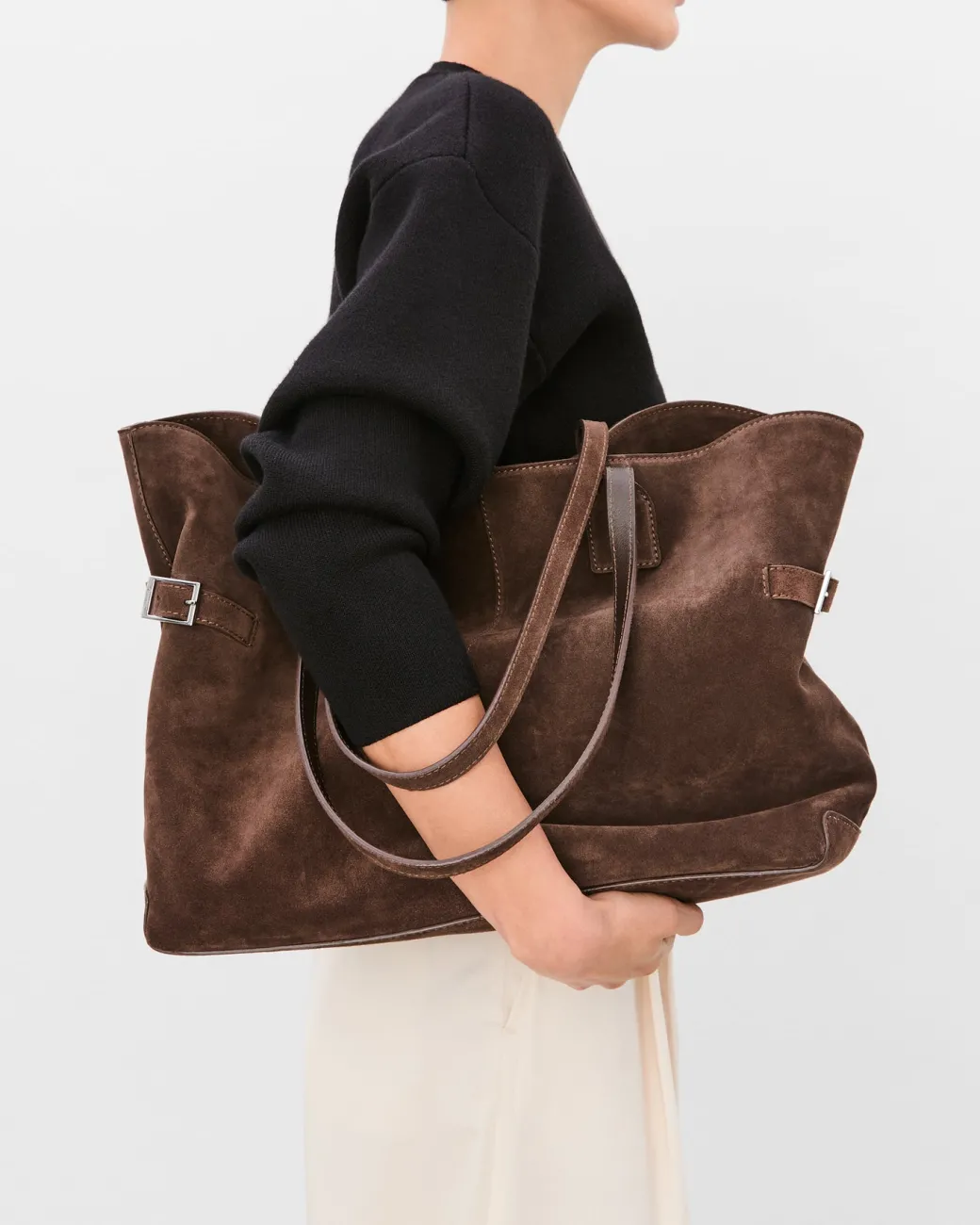 lesley_tote_bag_suede_cho_2.webp Tote Bags^Flattered Lesley Tote Bag Suede Chocolate