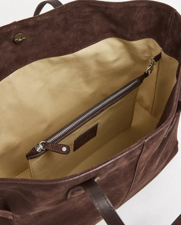 Tote Bags^Flattered Lesley Tote Bag Suede Chocolate