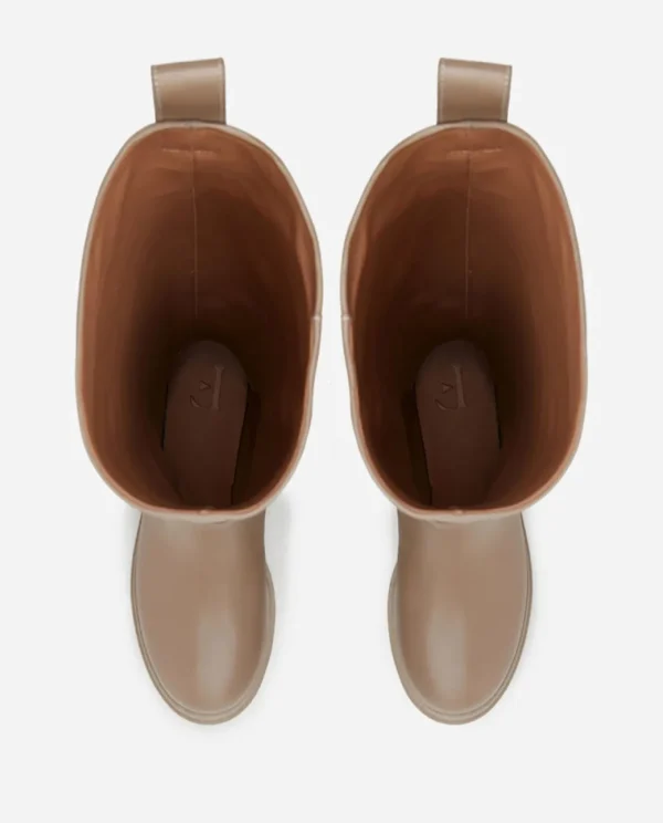 High-Shaft Boots^Flattered Luna Leather Taupe