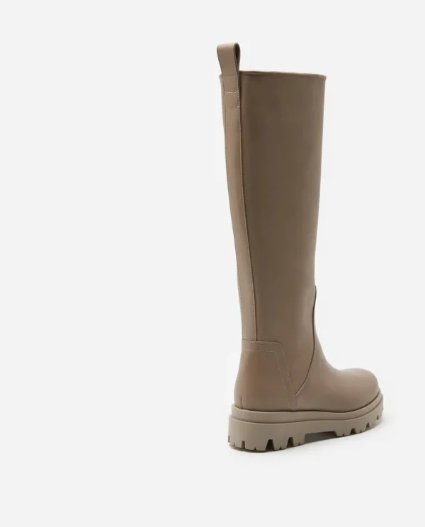 High-Shaft Boots^Flattered Luna Leather Taupe