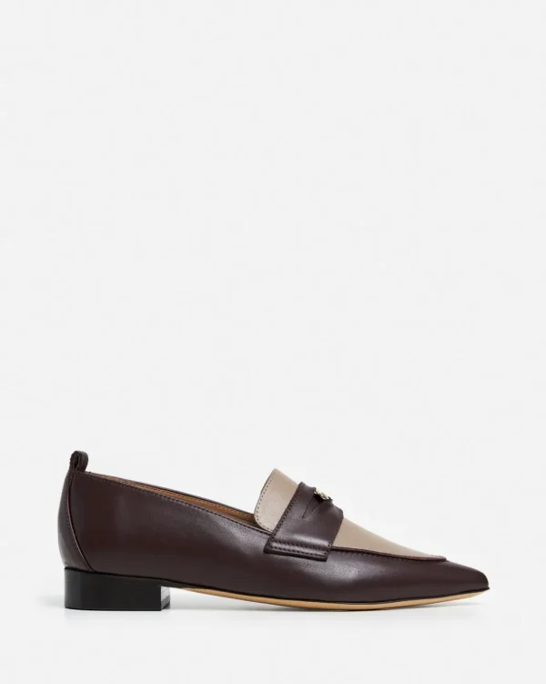 Loafers^Flattered Penelope Leather Taupe/Burgundy