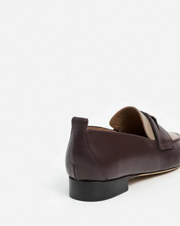 Loafers^Flattered Penelope Leather Taupe/Burgundy