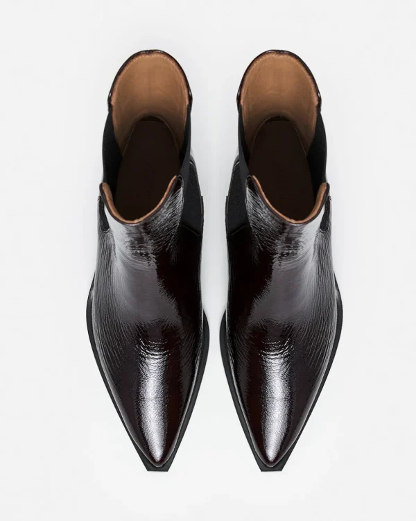 Boots^Flattered Sandra Leather Patent Burgundy