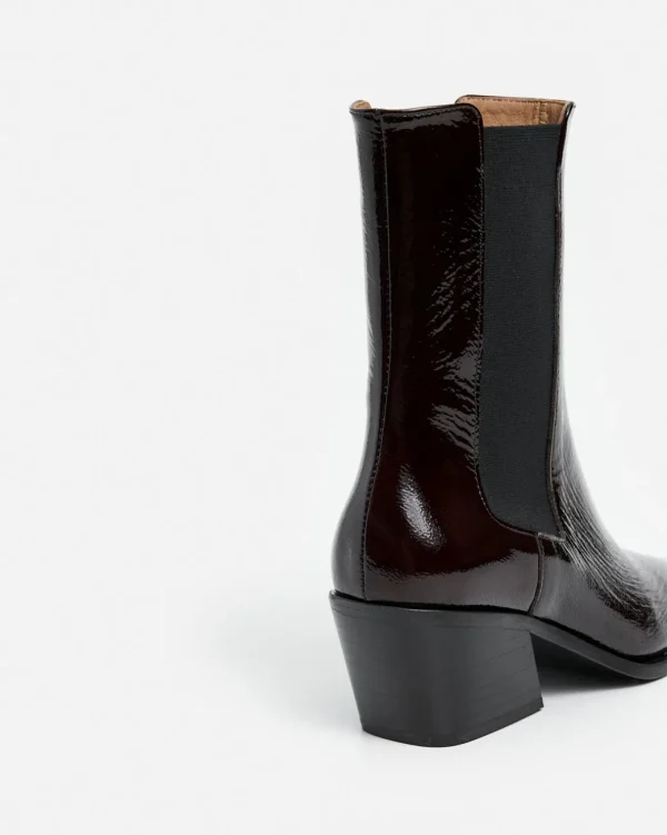 Boots^Flattered Sandra Leather Patent Burgundy